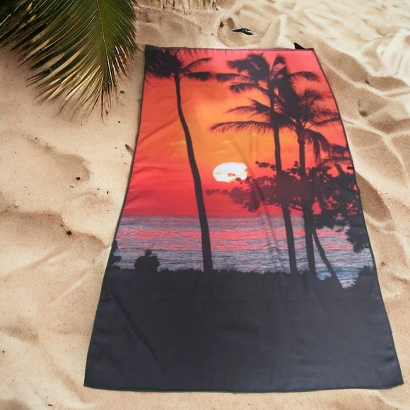 Sunset Beach Whitley Willows Microfiber Reversible Beach Towel 35"x70" Yoga Pool - Picture 1 of 3